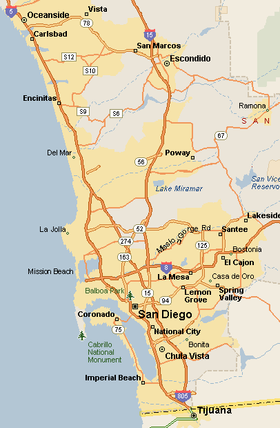 San Diego Area Route Map